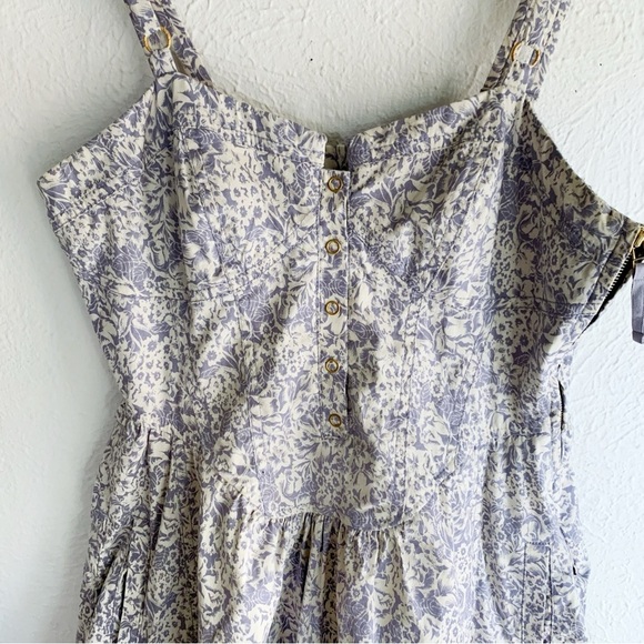 Anthropologie Leifsdottir Bustier Lace Up Floral Dress Sz 2 Cottagecore - Picture 3 of 6